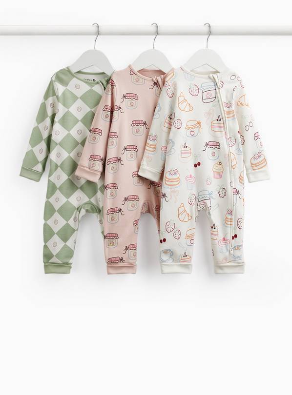 Sweet Treat Print Sleepsuits 3 Pack 18-24 months